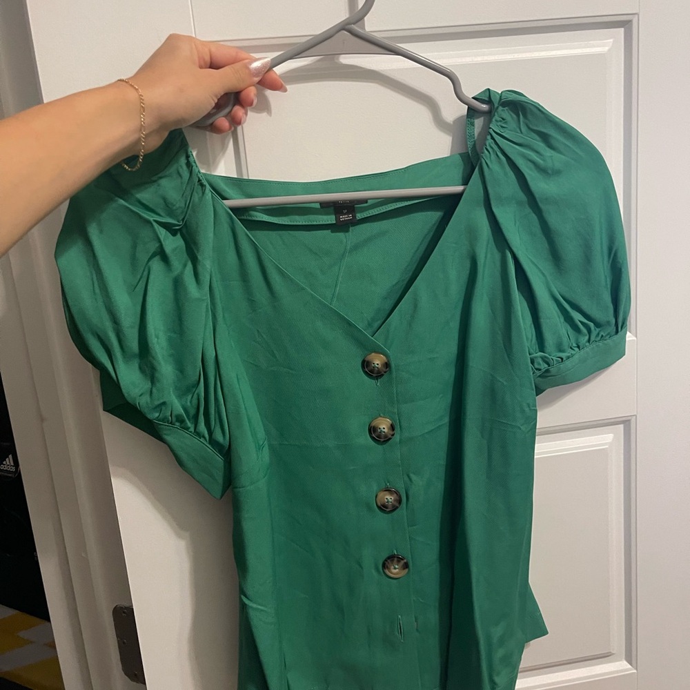 LOFT Green Button-Down Blouse